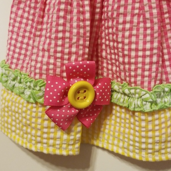 For Cheala New Bonnie Baby Pink Check Searsucker Set - Picture 5 of 5